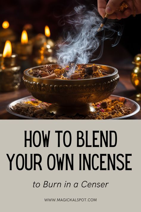 Ignite your senses with our guide on "How to Blend Your Own Incense to Burn in a Censer"! 🌿🔥 Uncover the art and joy of creating personalized incense blends. Explore a variety of herbs, resins, and woods to craft scents that resonate with your spirit. Learn expert tips for a harmonious blend that elevates your space and rituals. Perfect for those seeking to add a personal touch to their aromatic practices! 🌬️✨ #IncenseBlending #AromaticAlchemy #SpiritualPractice #DIYIncense Incense Diy, Incense Magic, Make Incense, How To Make Incense, Homemade Incense, Cleansing Spells, Incense Making, Incense Blends, Pagan Holidays