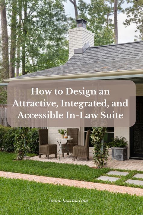 When designing attached ADUs – affectionately called Mother-in-Law suites – one must consider accessibility, privacy, and connectivity. Working with designers, you must also strike a balance between privacy and connectivity. This means that the resident of your attached ADU should enjoy the privacy of their own home. But they should also be able to commune with family in shared spaces of the house. Head over to our blog to read about our list of in-law apartment design tips! Guest House Addition, In Law Apartment Addition, Mother In Law Suites Attached, Guest House Attached To Main House, Detached Mother In Law House, In Law Suite Over Garage, In Law Apartment Ideas, Mother In Law Basement Apartment, Adding A Mother In Law Suite