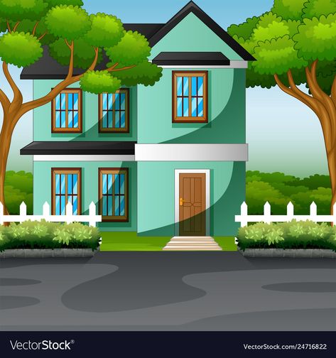 House With Front Yard, Farm Cartoon, Premium Vector Cartoon, House Cartoon, Cabin In The Mountains, Splash Images, Free Green Screen, Nature Background Images, Cartoon House