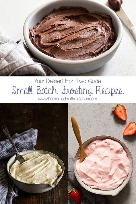 Small Batch Frosting Recipes - Homemade In The Kitchen Small Batch Frosting, 6 Inch Cakes, Small Batch Cupcakes, Cake For Two Recipe, Dozen Cupcakes, Recipe For 1, Small Batch Baking, Single Serve Desserts, Single Serving Recipes