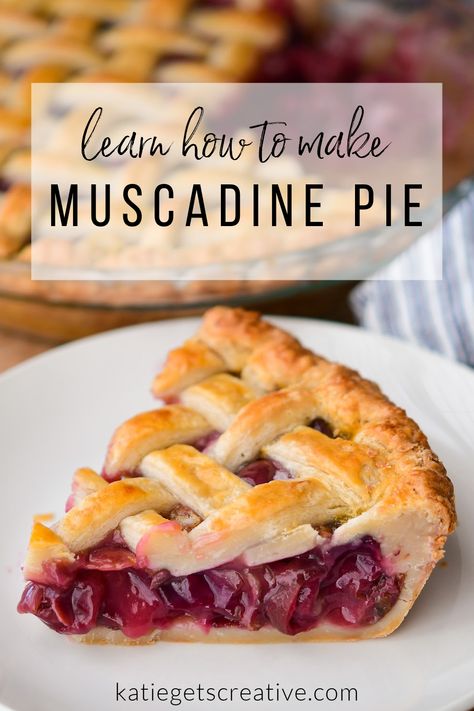 Muscadine pie is a fruit filled dessert pie made with purple muscadines. The taste is a cross between a sour cherry and blackberry pie. Paired with a homemade pie crust for a sweet, tart, and wonderfully delicious dessert! Muscadine Pie, Sour Cream Pie Crust, Fun Pie Recipes, Muscadine Jelly, Sour Cream Pie, Pie From Scratch, Homemade Crust, Homemade Pie Crust, Dessert Pie