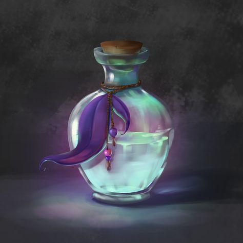 Luminous bottle concept art, Veronika on ArtStation at https://www.artstation.com/artwork/ear69w Bottle Drawing, Magic Bottles, Fantasy Props, Magic Aesthetic, Fantasy Castle, Antique Perfume, Dnd Art, Potion Bottle, Pencil Art Drawings