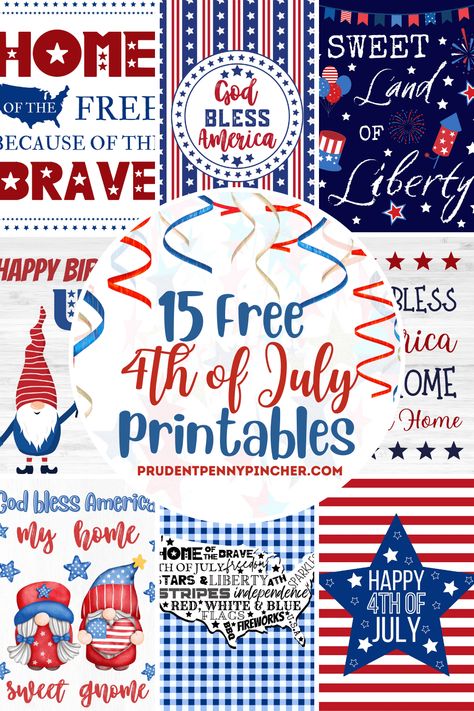 These 8x10 free 4th of July printables will give your home a patriotic touch. From vintage Americana art to red, white and blue gnome printables, there are plenty of Fourth of July printables to frame and add to your 4th of July decorations. Fourth Of July Printables, 4th Of July Printables, Patriotic Printables, Blue Gnome, 4th Of July Design, Creative Template Design, History Worksheets, Fourth Of July Decorations, Americana Art