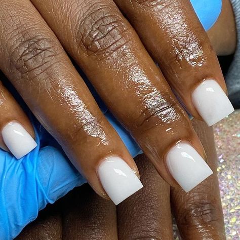 Plain White Nails, Feminine Nails, Plain Acrylic Nails, L Nails, White Gel Nails, Overlay Nails, Sweet Nails, 15 Birthday, Milky Nails