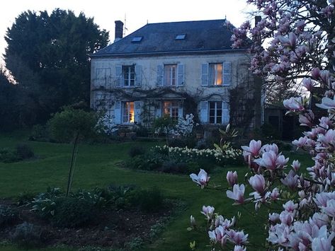 magnolia in flower in front of house with daffodils My French Country Home, Casa Country, Countryside House, French Cottage, French Chateau, French Countryside, French Country House, French House, My Dream Home