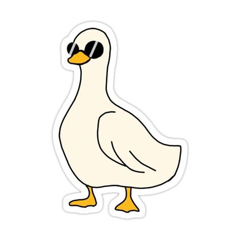 Duck-with-sunglasses-sticker | Duck with sunglasses sticker. Fun, fashionable, and eye-catching. Add a touch of personality to your belongings with this unique Duck With Glasses Drawing, Ducks With Sunglasses, Duck With Sunglasses Drawing, Duck With Sunglasses Tattoo, Fun Stickers For Laptop, Fun Stickers Design, Funny Duck Drawing, Cute Stickers Ideas, Duck With Glasses