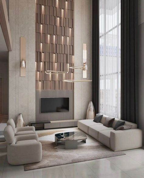 High Ceiling Living Room Modern, Double Height Living Room, Living Room Wall Designs, High Ceiling Living Room, Casa Loft, Casa Country, Double Height, Architecture Construction, Home Entrance