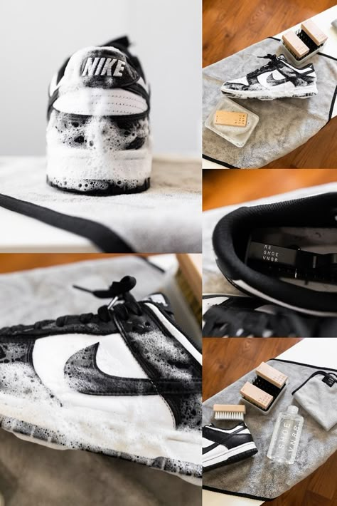 Keep your Panda Dunks clean with the best sneaker cleaner on the market! Cleaning Sneakers, Yeezy Balenciaga, Sneaker Cleaning, Shoes Cleaning, Panda Dunks, Sneaker Cleaner, Sneakers Wallpaper, Shoe Cleaner, Shoe Cleaning