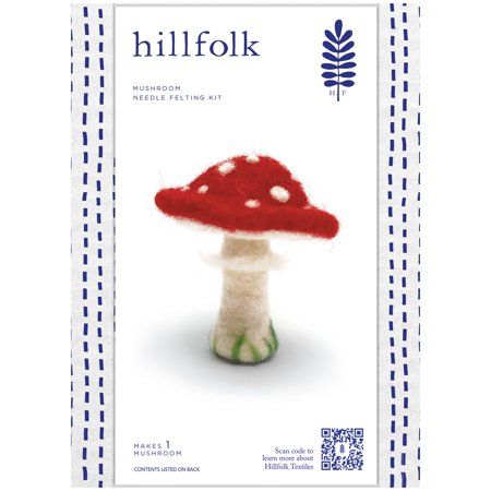 This needle felting kit puts the fun in fungi! Nature lovers will delight in this red-capped mushroom that's created with simple needle felting techniques. Instructions include patterns to use as reference for size and shape of each sculpted component of the design. Inspired by Bea Apple and Trisha Logan, co-founders of the Hillfolk Textile Studio + Shop in Bentonville, Arkansas, the Hillfolk Craft Collection includes a diverse array of creative crafting kits designed for both beginner and seaso Simple Needle Felting, Crafting Kits, Felting Techniques, Textile Studio, Mushroom Kits, Felt Mushroom, Bentonville Arkansas, Foam Blocks, Needle Felting Kits