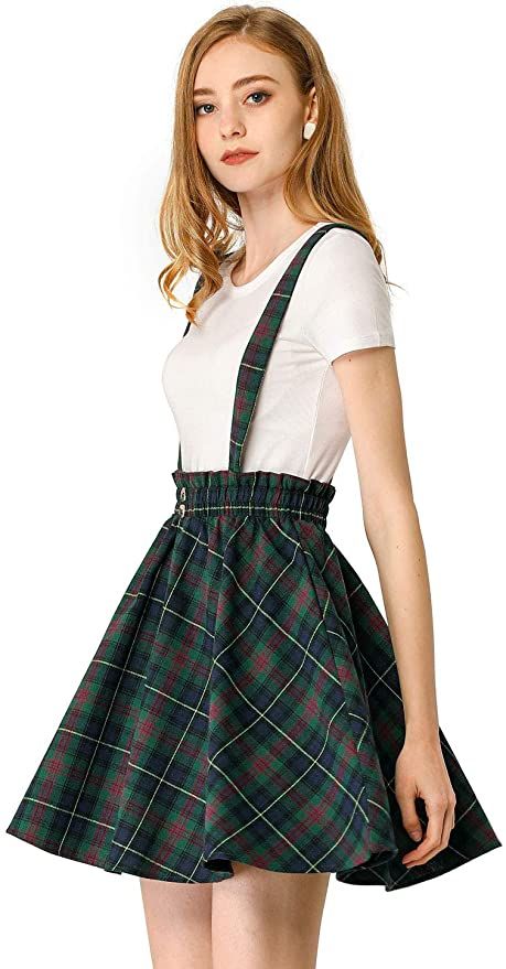 Kawaii, Women Suspender Outfits, Button Decor, Overall Skirt, Suspenders For Women, Suspender Skirt, A Line Mini Skirt, Swing Skirt, Bottom Clothes