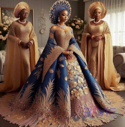 African Inspired Wedding Dress, African Royalty Dresses, African Queen Dress, African Royalty Fashion, Traditional African Wedding Dress, African Princess Dress, Royalty Outfits, African Couture, African Traditional Wedding Dress