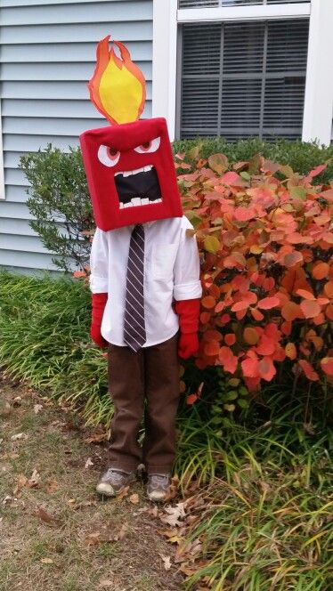 Inside Out. Homemade Anger Costume. Halloween 2015. Inside Out 2 Costume Ideas, Anger Inside Out Halloween Costume, Diy Inside Out Costume, Anger Inside Out Costume, Diy Boys Halloween Costumes, Inside Out Costumes, Inside Out Halloween Costume, Inside Out Halloween Costumes, Inside Out Halloween