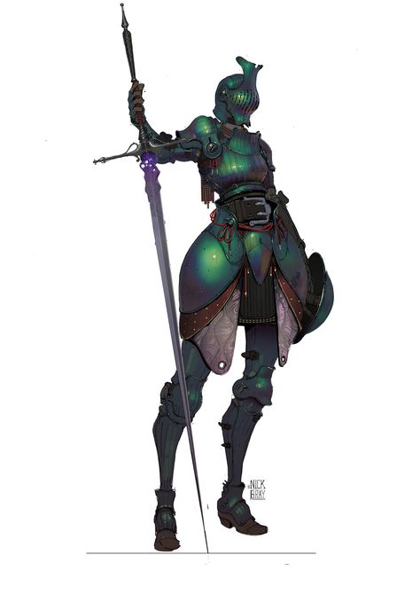 Steampunk Character, Goblin Slayer, Green Knight, Female Armor, Female Knight, Knight Art, Knight Armor, Dungeons And Dragons Characters, Fantasy Armor