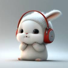 Bunny Listening To Music, Bunny With Headphones, Music Image, Headphones Art, A Bunny, Wearing A Hat, Cute Images, Listening To Music, Music Lovers