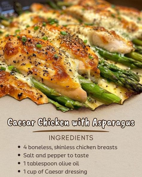 Cowboy Cooking, Chicken With Asparagus, Chicken Breast With Bacon, Repeat Daily, Chicken Boneless Breast Recipes, Caesar Chicken, Chicke Recipes, Elegant Food, Chicken Asparagus