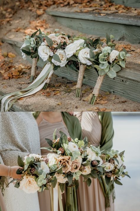 Olive Green And Cream Wedding Theme, Sage Green And Burlap Wedding, Olive Green Bridesmaid Bouquet, Olive Green Silver Wedding, Sage Green And Champagne Wedding Flowers, Olive And Beige Wedding, Olive Champagne Wedding, Olive And Taupe Wedding, Olive And Cream Wedding