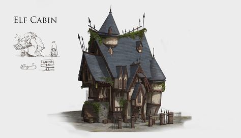 ArtStation - Fairy tale house, Su Chang Fairy Tale House, Cologne Cathedral, Fairy Tale, Big Ben, Fairy Tales, Concept Art, Cabin, Building, Art