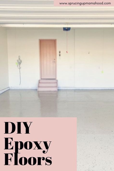 Get inspired to epoxy your garage floor with this step by step tutorial. Epoxy is also good at protecting the concrete. In this post we go over: how to epoxy your garage floor yourself, we include the step by step guide, materials used, and our cost breakdown. Concrete Floors Diy, Garage Steps, Garage Epoxy, Floor Makeover, Garage Floors, Outdoor Renovation, Garage Floor Epoxy, Inexpensive Decor, Art Deco Pink