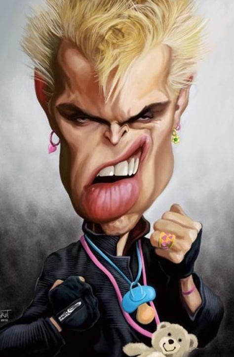 ~ Billy Idol Caricature Art, Art Musical, Caricature Sketch, Funny Caricatures, Caricature Artist, Billy Idol, Celebrity Caricatures, Caricature Drawing, Rock N’roll