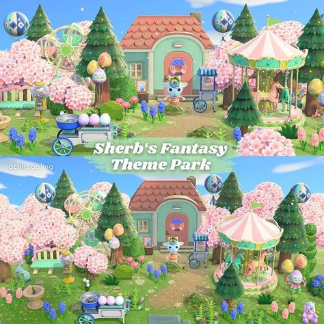 Acnh Theme Park, Sherb Acnh, Codes Acnh, Cozy Games, Animal Crossing Wild World, Acnh Codes, Outdoor Park, Snow Fairy, Acnh Ideas