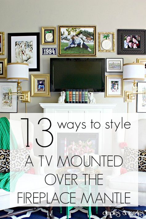 Style Mantel With Tv, Mantel Styling With Tv, Fireplace Styling With Tv, Tv On Mantle Not Mounted, Decorating Mantel Ideas With Tv, Decorating A Mantle With A Tv Above It, Mantle Styling With Tv, Fireplace Mantel With Tv, Mantel With Tv Decorating Ideas