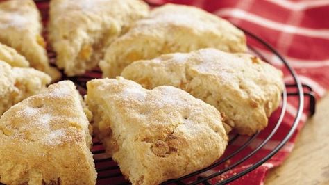 Enjoy these white chocolate apricot scones made using Gold Medal® all-purpose flour that are ready in just 35 minutes. Apricot White Chocolate Scones, Apricot Scones Recipe, Apricot Scones, Chocolate Scone, Chocolate Scones Recipe, White Chocolate Scones, Chocolate Apricot, Single Serve Cake, Chocolate Scones