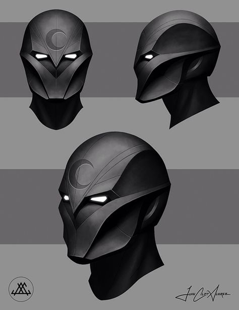 Moon Knight concept art by https://www.behance.net/JohnCliffAlvarez Moon Knight Helmet, Superhero Mask Ideas, Moon Knight Concept Art, Superhero Helmet Design, Moon Knight Concept, Fantasy Helmet Design, Knight Helmet Design, Moon Knight Mask, Helmet Concept Art