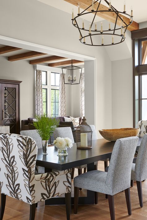 Modern English Tudor by Vivid Interior Design and Hendel Homes Tudor Dining Room, Modern English Tudor, Contemporary Paint Colors, English Tudor Homes, Modern Tudor, Interior Design Dining, Activity Room, Tudor Style Homes, English Tudor