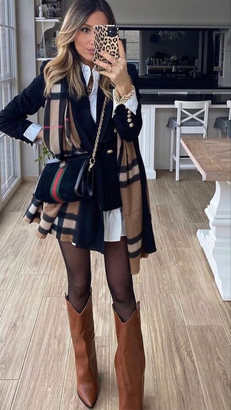 Rubber Knee High Boots Outfit, Work Outfits Women Stylish, Over The Knee Dress Outfit, Wedding Esthetic Ideas, Classy Rodeo Outfits For Women, Chic Work Outfits Women Winter, Keeneland Outfit Fall, Chic Fits, Moda Country