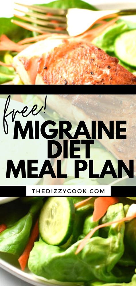 A free 5 day meal plan that gives you great recipes for breakfast, lunch, dinner and snacks, as well as a grocery list for a migraine diet! Eat healthy and enjoy food all while lowering your headache days. Migraine Elimination Diet Recipes, Diet For Migraine Sufferers, Migraine Meal Plan, Migraine Diet Plan, Foods For Migraine Relief, Migraine Diet Plan Food Lists, Pantry Staple Meals, Food For Headaches, Headache Diet