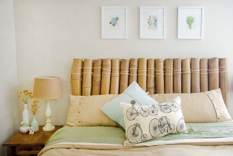 Bamboo Headboards - Foter White Tufted Headboard, Beach Kids Room, Tufted Headboard Bedroom, Bamboo Bed Frame, Homemade Headboards, Bamboo Headboard, Living Room College, Diy Bed Headboard, Cute Bed