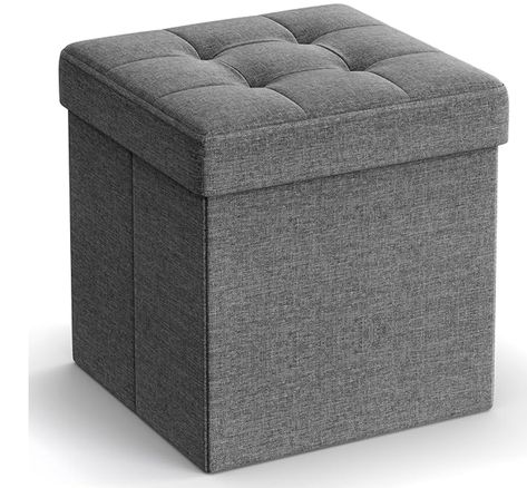 SONGMICS 11.8 Inches Small Folding Storage Ottoman Cube, Storage Footrest, Foot Rest Stool, for Living Room, Bedroom, Dorm, Dark Gray ULSF028G01 Small Storage Ottoman, Storage Cube Ottoman, Folding Ottoman, Storage Bench Bedroom, Small Ottoman, Storage Stool, Cube Ottoman, Square Ottoman, Storage Ottoman Bench