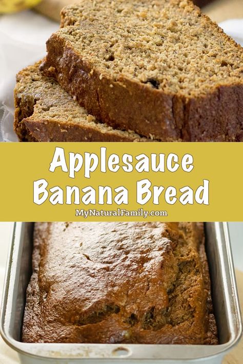 Vegan Banana Bread With Applesauce, Fat Free Banana Bread, Banana Apple Sauce Bread, Apple Sauce Cake Healthy, Recipes With Apple Sauce Baking, Healthy Banana Bread With Applesauce, Applesauce Banana Bread, Bread With Applesauce, Diet Sweets