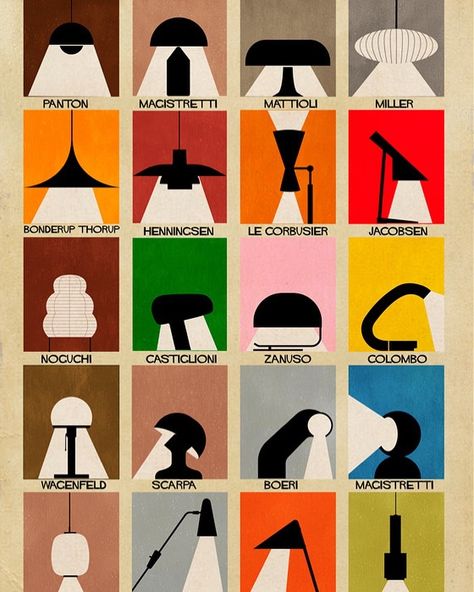 Lamp Illustration, Federico Babina, Furniture Graphic, Architecture Panel, Design Lamp, Designer Lamps, Minimal Poster, Bauhaus Design, Mid Century Lighting