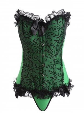 plus-size-corsets-and-bustiers/steel-boned-bowknot-ruffle-plus-1310841.html?seid=25ro3jp7qvgujoks9ecqkuamh2rg1310841 Halloween Corset, Soirée Halloween, Fashion Corset, Green Corset, Gothic Tops, Green Vines, Waist Cincher Corset, Jane Clothing, Plus Size Corset