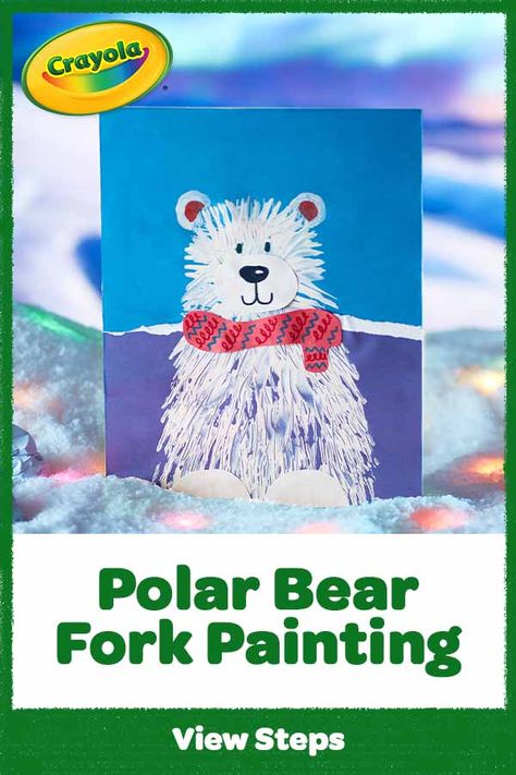 Bear-y cool! Put your paws together & make this polar bear craft using a fork painting technique. Bear Fork Painting, Polar Bear Crafts, Fork Painting, Polar Bear Craft, Bear Craft, Paint Splats, Bazaar Crafts, Winter Craft, Bear Crafts