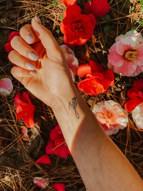 #tattoo #minimalist #rose #wristtattoo J Rose Tattoo, Minimalist Tattoo On Wrist, J Flower Tattoo, J Font Tattoo, J In Cursive, Cursive J Tattoo, Letter J Tattoo, A Rose Tattoo, Wrist Tattoos Girls