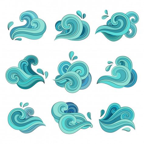 Water Symbol, Nature Symbols, Wave Drawing, Logo Book, Wave Illustration, Desain Buklet, Cloud Drawing, Wave Art, Water Waves