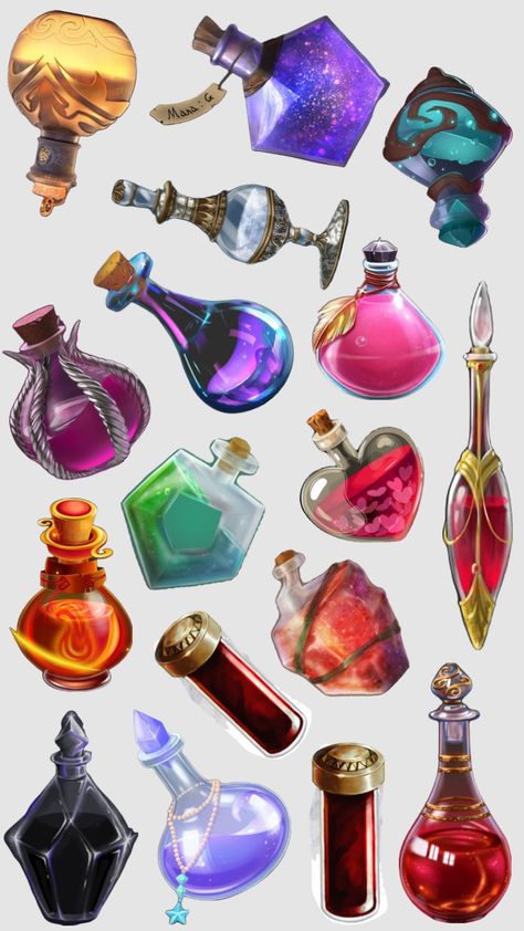 #potions #fantasy #cutouts Harry Potter Rpg, Frames Design Graphic, Crystal Drawing, Bottle Drawing, Procreate Ipad Art, Props Art, Spooky Tattoos, Jar Art, Fantasy Props