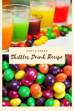 Cheap Alcoholic Drinks, Skittles Shot, Skittles Drink, Drinks Alcohol Recipes Easy, Shots Alcohol Recipes, Slushy Drinks, Rainbow Drinks, Alcoholic Punch Recipes, Grapes Fruit