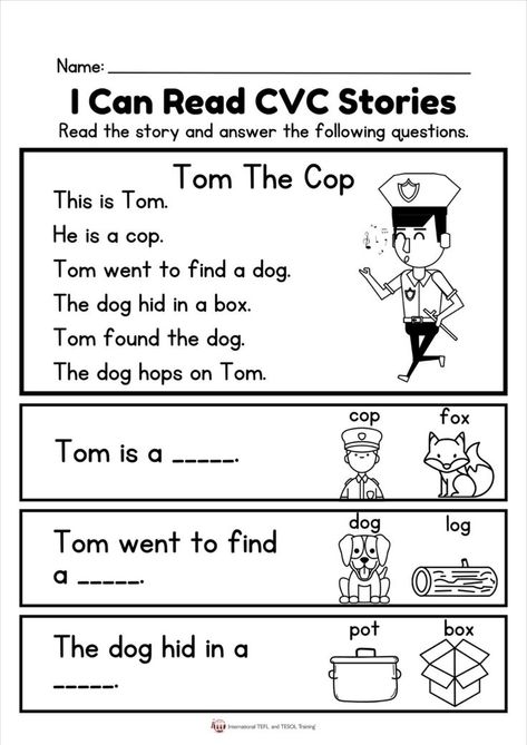 This is the perfect EFL worksheet for beginner readers. Students read the story and answer the reading comprehension questions. Cvc Stories, Esl Reading Comprehension, Phonics Reading Passages, Teach English Online, First Grade Reading Comprehension, Phonics Worksheets Free, Reading Comprehension For Kids, Esl Reading, Beginner Reader