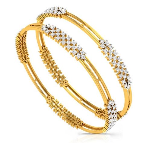 Designer Diamond Bangles Charu Jewels, Gold Jewelry Prom, Ladies Bangles, Gold Pearl Jewelry, Diamond Bangles, Diamond Bracelet Design, Diamond Pendants Designs, Gold Bangle Set, Diamond Necklace Designs