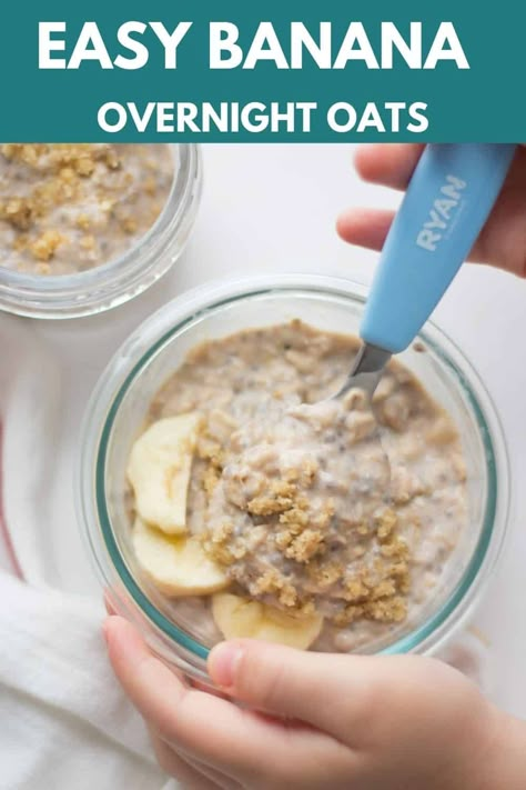 Overnight Oats For Baby, Baby Breakfast, Easy Baby Food Recipes, Toddler Breakfast, Banana Overnight Oats, Baby Led Weaning Recipes, Overnight Oats Healthy, Weaning Recipes, Baby Snacks