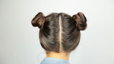 3 Ways to Do Space Buns - wikiHow 2 Buns Hairstyle, Space Buns Hair, Pigtail Buns, Braided Space Buns, Two Buns Hairstyle, High Bun Hair, Space Hair, High Bun Hairstyles, Pony Hairstyles