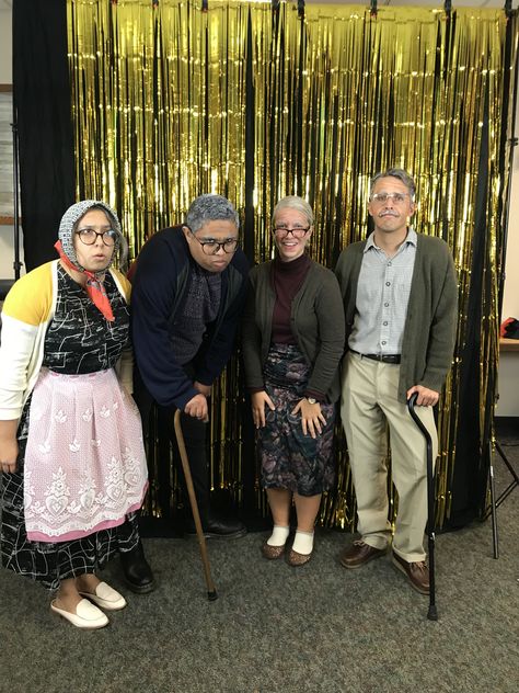 Grandparents Day Spirit Week, Senior Citizen Day Spirit Week Dress Up, Senior Citizen Outfit Ideas, Spirit Week Old People Day, Senior Citizen Theme Party, Grandma And Grandpa Costumes, Senior Citizen Party Ideas, Senior Citizen Theme Party Ideas, Senior Citizen Outfit