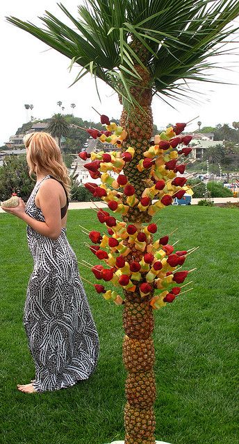 Pineapple Tree with Fruit Skewers | Flickr - Photo Sharing! Fruit Skewer, Pineapple Tree, Deco Fruit, Fruit Creations, Kreative Snacks, Decorações Com Comidas, Fruit Skewers, Fruit Displays, Fruit Kabobs