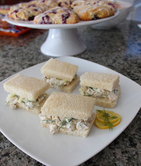 These tea chicken salad sandwiches provide creamy, savory flavor and are perfect for parties and afternoon gatherings. Party Chicken, Tea Sandwich, Chicken Salad Sandwich Recipe, Tea Sandwiches Recipes, Almond Chicken, Whole Roasted Chicken, Chicken Sandwich Recipes, Chicken Salad Recipe, Chicken Salad Sandwich