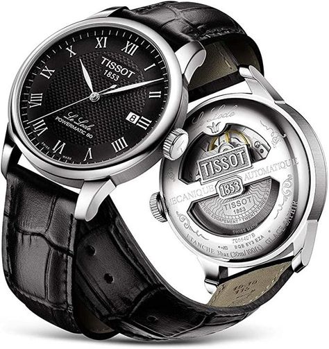 Tissot Mens Watch Automatic, Tissot Le Locle, Tissot Mens Watch, Tissot Watches, Roman Numerals, Automatic Watch, Samsung Gear Watch, Stainless Steel Case, Embossed Leather