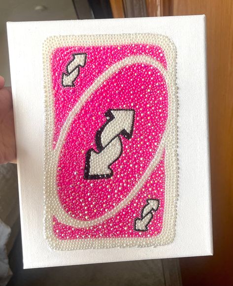 8" by 10" Canvas  Cute little pink uno reverse card Diamond Pictures Art, Simple Art Projects For Adults, Pink Uno Reverse Card, Bedazzled Art, Bedazzled Things, Gem Painting, Rhinestone Canvas, Uno Reverse Card, Reverse Card