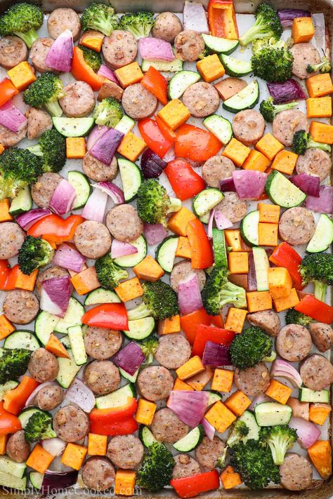 Sheet Pan Veggies, Pan Veggies, Sheet Pan Sausage And Veggies, Whole30 Sheet Pan, Pan Sausage And Veggies, Sausage Sheet Pan, Pan Sausage, Sheet Pan Sausage, Sausage And Veggies